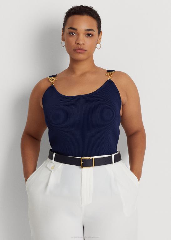 raffineret flåde Kvinder Ralph Lauren ribstrikket tanktop Z426B4811