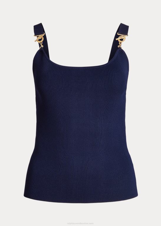 raffineret flåde Kvinder Ralph Lauren ribstrikket tanktop Z426B4811