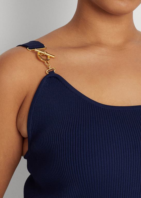 raffineret flåde Kvinder Ralph Lauren ribstrikket tanktop Z426B4811
