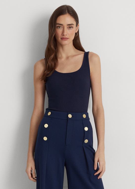 raffineret flåde Kvinder Ralph Lauren tanktop i bomuldsblanding Z426B4312