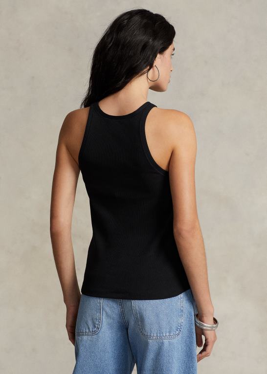 sort Kvinder Ralph Lauren ribbet tanktop i bomuld Z426B2871