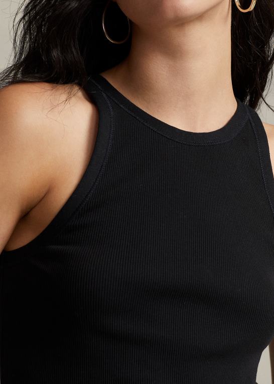sort Kvinder Ralph Lauren ribbet tanktop i bomuld Z426B2871