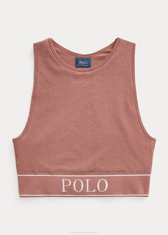 terracotta Kvinder Ralph Lauren sømløs cropped jewelneck tank Z426B3365