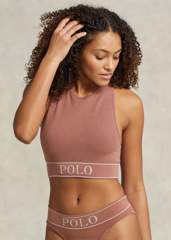 terracotta Kvinder Ralph Lauren sømløs cropped jewelneck tank Z426B3365