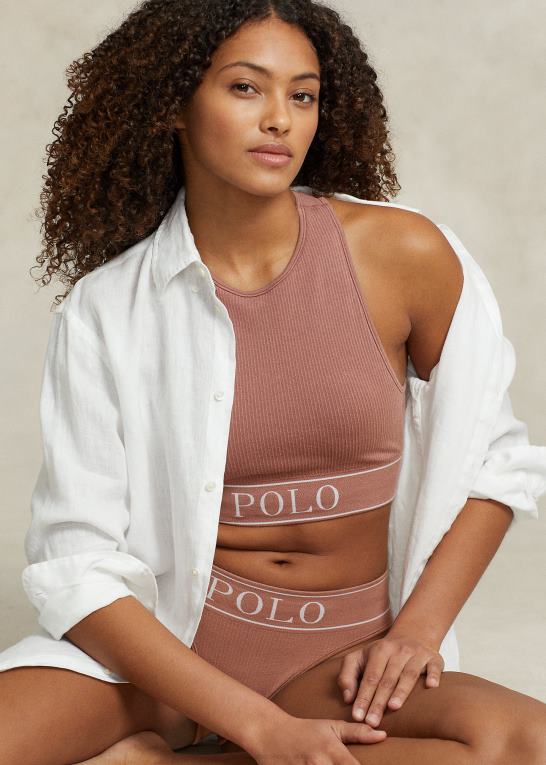 terracotta Kvinder Ralph Lauren sømløs cropped jewelneck tank Z426B3365