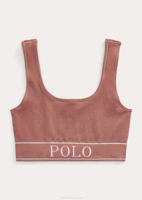 terracotta Kvinder Ralph Lauren sømløs cropped scoopneck tank Z426B3363