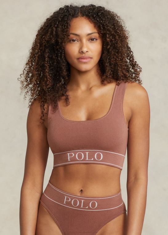 terracotta Kvinder Ralph Lauren sømløs cropped scoopneck tank Z426B3363