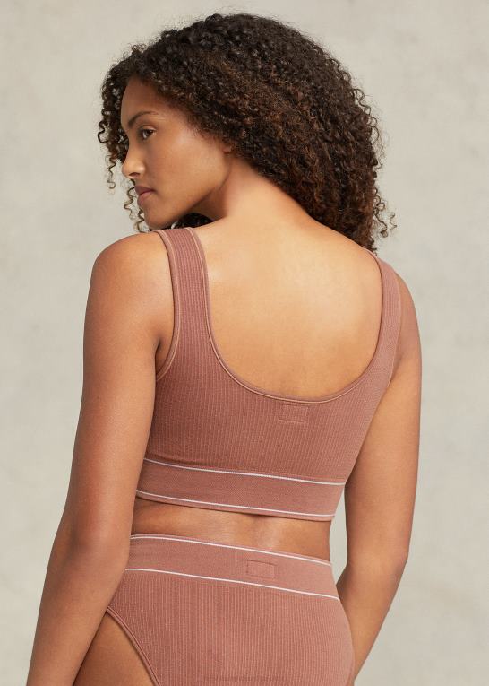terracotta Kvinder Ralph Lauren sømløs cropped scoopneck tank Z426B3363