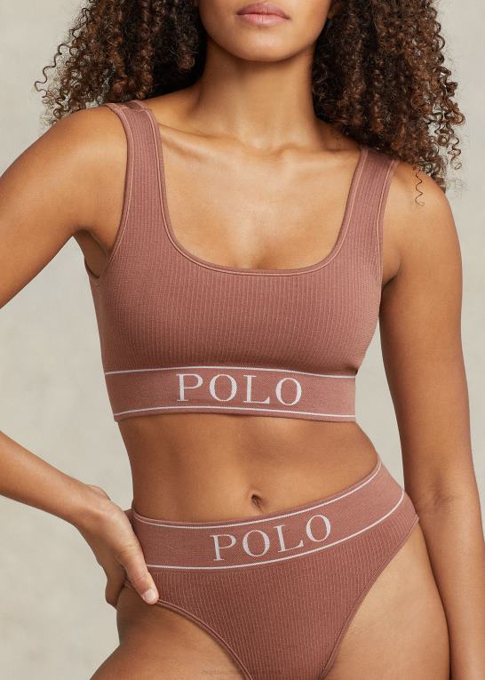 terracotta Kvinder Ralph Lauren sømløs cropped scoopneck tank Z426B3363