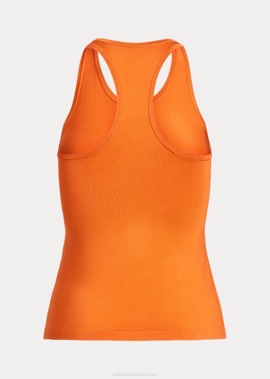 valmueappelsin Kvinder Ralph Lauren racerback tanktop i stretch silke Z426B9373