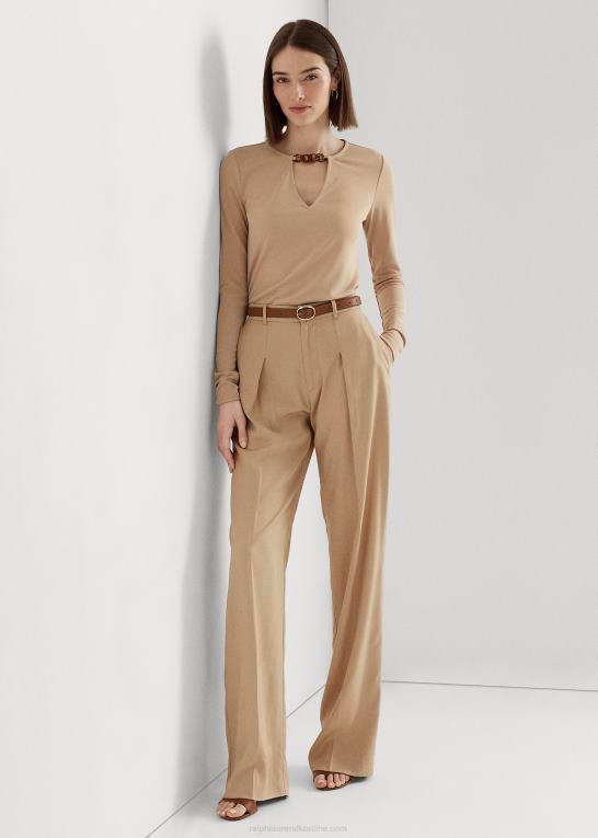 birkebrun Kvinder Ralph Lauren jerseytop med kædestrim stretch Z426B4304