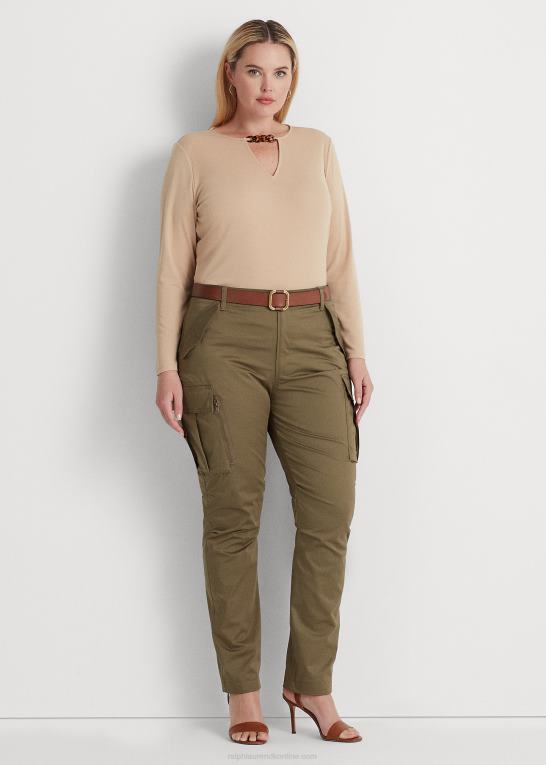 birkebrun Kvinder Ralph Lauren jerseytop med kædestrim stretch Z426B4510