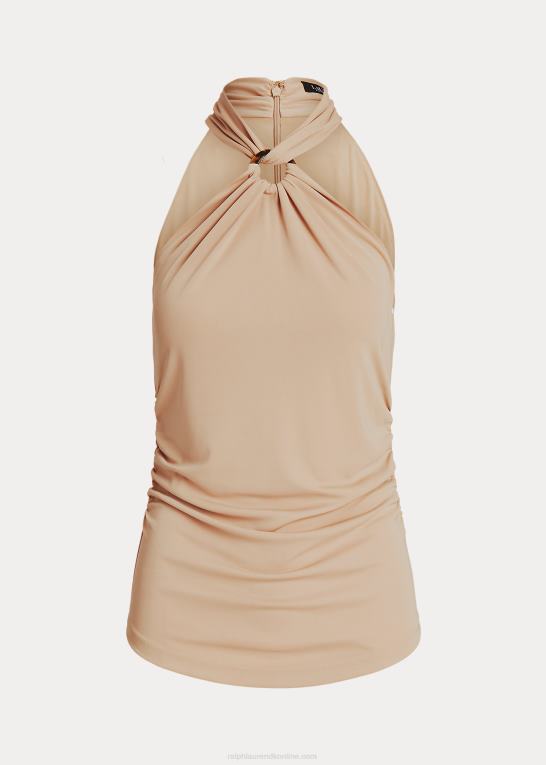 birkebrun Kvinder Ralph Lauren stretch jersey ring-front halter top Z426B3797
