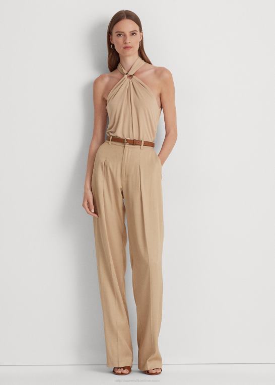 birkebrun Kvinder Ralph Lauren stretch jersey ring-front halter top Z426B3797