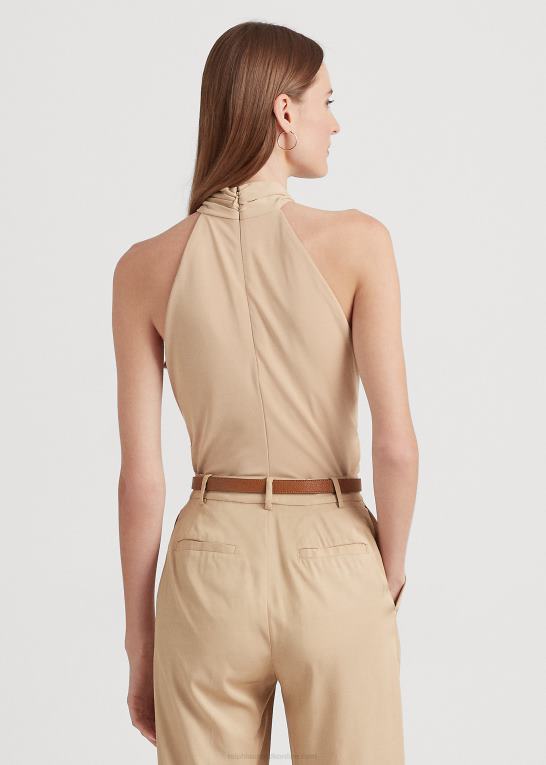 birkebrun Kvinder Ralph Lauren stretch jersey ring-front halter top Z426B3797