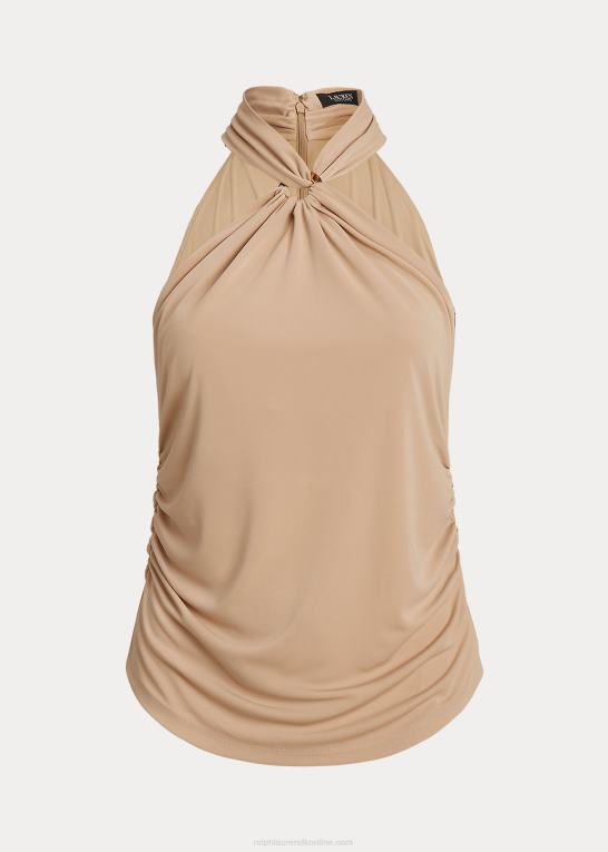 birkebrun Kvinder Ralph Lauren stretch jersey ring-front halter top Z426B4506