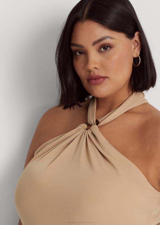 birkebrun Kvinder Ralph Lauren stretch jersey ring-front halter top Z426B4506