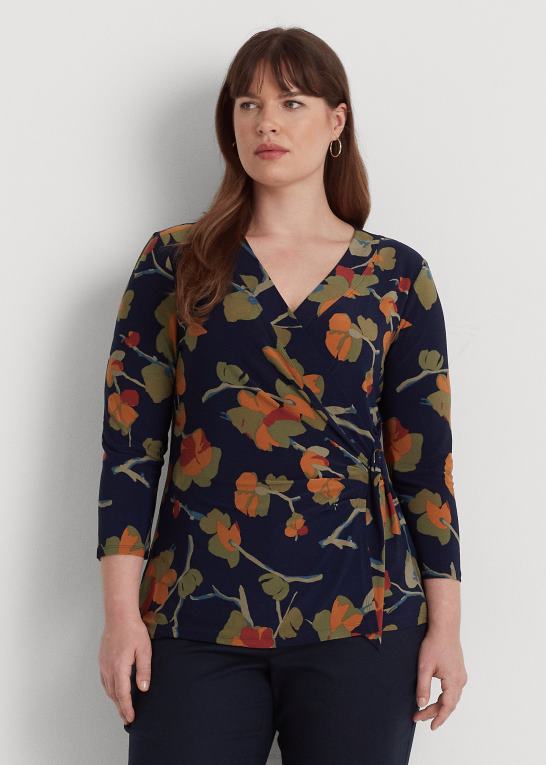blå multi Kvinder Ralph Lauren blomstret stretch jersey top Z426B4496