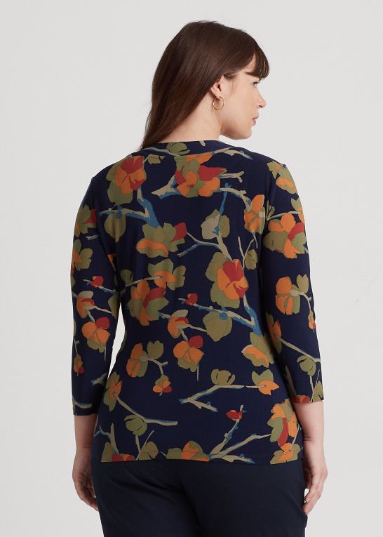 blå multi Kvinder Ralph Lauren blomstret stretch jersey top Z426B4496