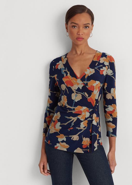 blå multi Kvinder Ralph Lauren blomstret stretch jersey top Z426B9162