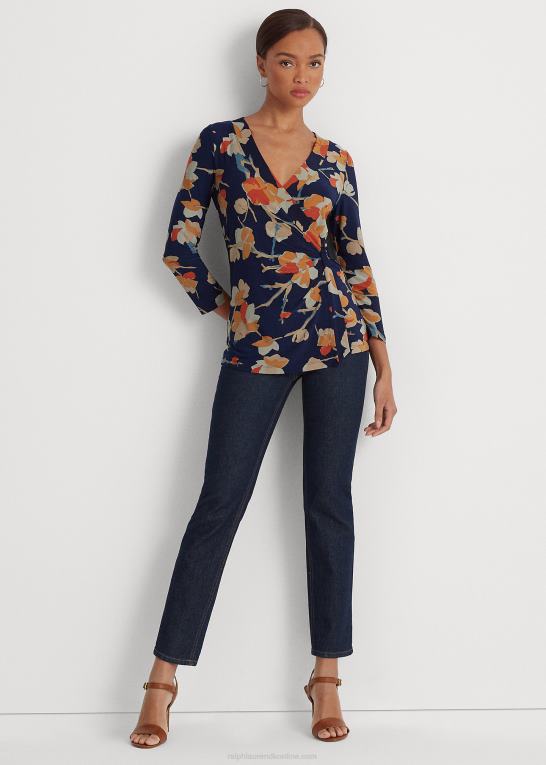 blå multi Kvinder Ralph Lauren blomstret stretch jersey top Z426B9162