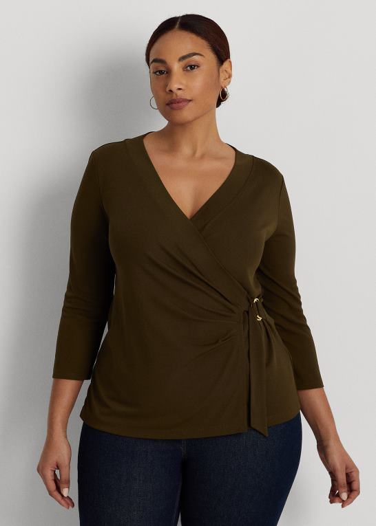 botanisk grøn Kvinder Ralph Lauren stretch jersey top Z426B4493