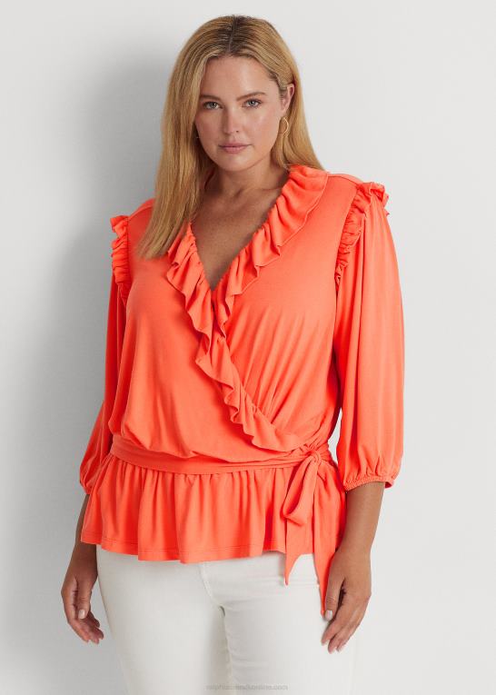 koral ved havnen Kvinder Ralph Lauren jersey peplum top med bælte Z426B4786