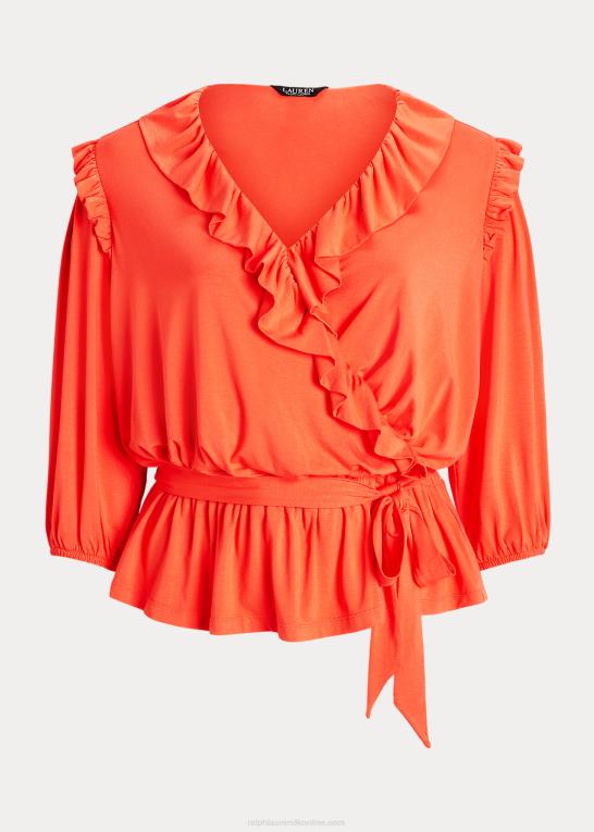 koral ved havnen Kvinder Ralph Lauren jersey peplum top med bælte Z426B4786