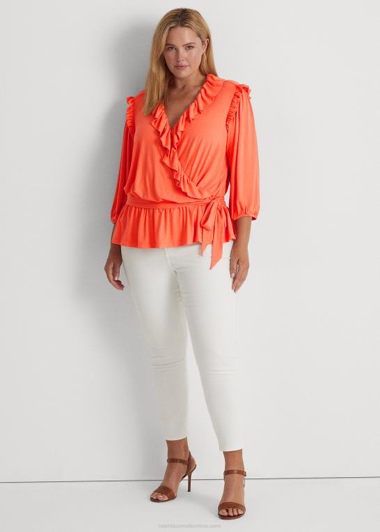 koral ved havnen Kvinder Ralph Lauren jersey peplum top med bælte Z426B4786