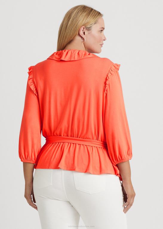 koral ved havnen Kvinder Ralph Lauren jersey peplum top med bælte Z426B4786