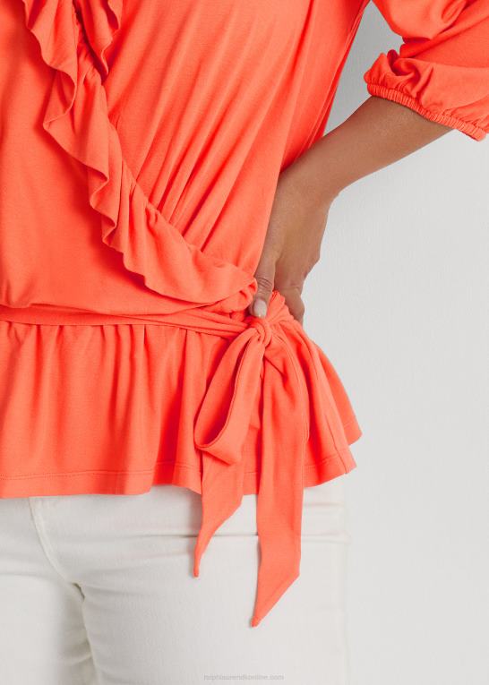 koral ved havnen Kvinder Ralph Lauren jersey peplum top med bælte Z426B4786