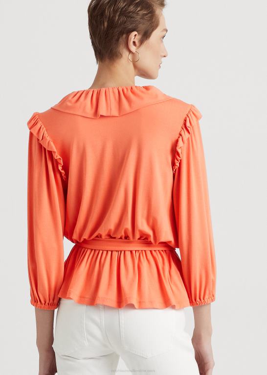 koral ved havnen Kvinder Ralph Lauren jersey peplum top med bælte Z426B4859