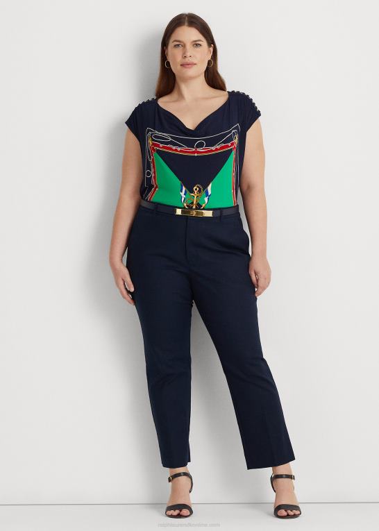 marineblå/grøn multi Kvinder Ralph Lauren ærmeløs top i jersey med cowl-hals Z426B4787