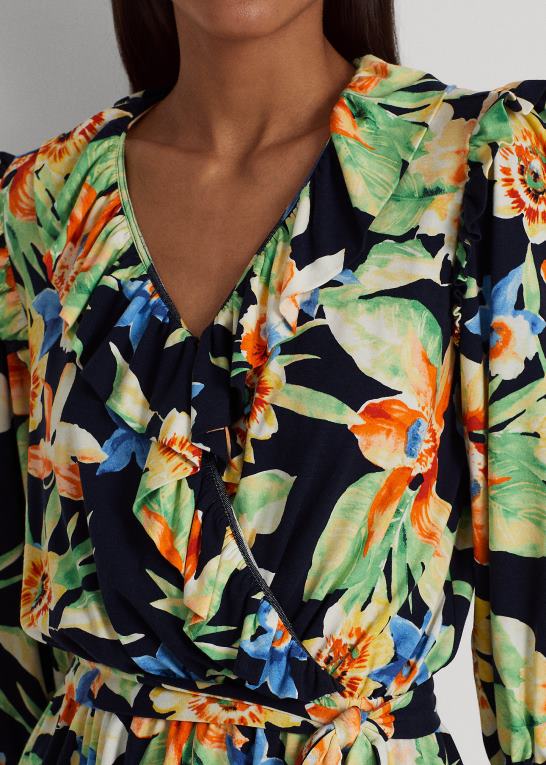 marineblå multi Kvinder Ralph Lauren blomstret peplum top med bælte i jersey Z426B9541