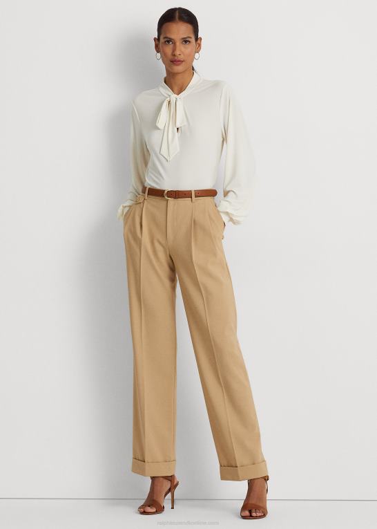 mascarpone creme Kvinder Ralph Lauren jerseytop i stretch med bindebånd Z426B4019