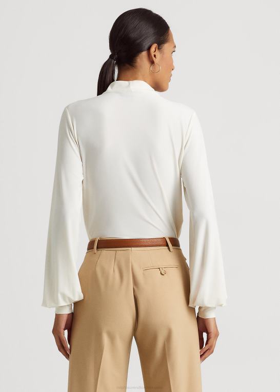 mascarpone creme Kvinder Ralph Lauren jerseytop i stretch med bindebånd Z426B4387