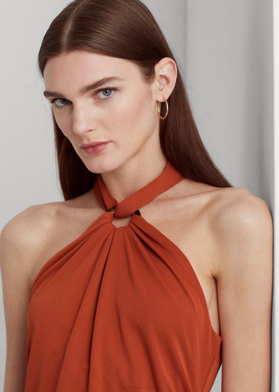 rød solsten Kvinder Ralph Lauren stretch jersey ring-front halter top Z426B3798