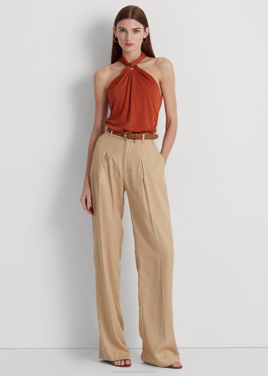 rød solsten Kvinder Ralph Lauren stretch jersey ring-front halter top Z426B4303