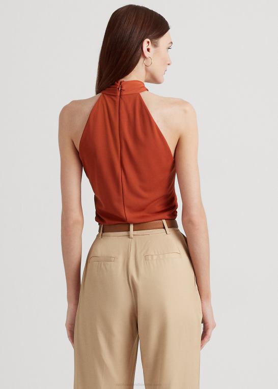 rød solsten Kvinder Ralph Lauren stretch jersey ring-front halter top Z426B4303