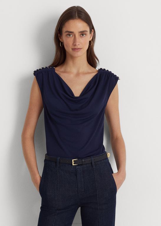 raffineret flåde Kvinder Ralph Lauren ærmeløs top i jersey Z426B9567