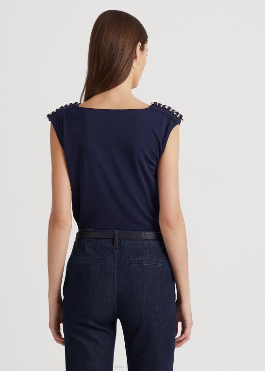 raffineret flåde Kvinder Ralph Lauren ærmeløs top i jersey Z426B9567