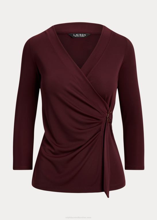 vintage bordeaux Kvinder Ralph Lauren stretch jersey top Z426B9158