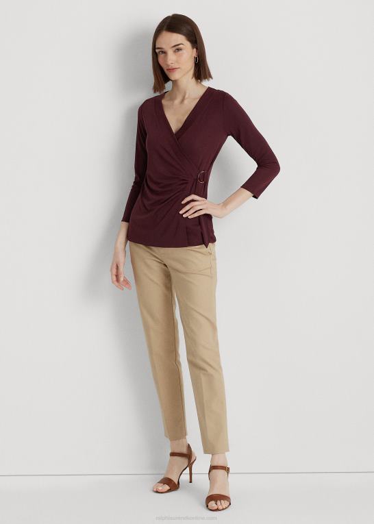 vintage bordeaux Kvinder Ralph Lauren stretch jersey top Z426B9158