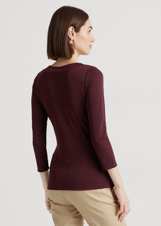 vintage bordeaux Kvinder Ralph Lauren stretch jersey top Z426B9158