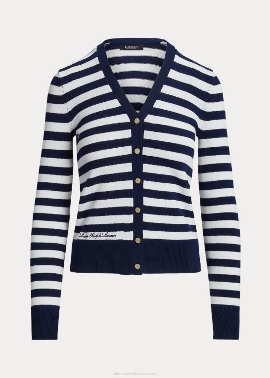 Kvinder Ralph Lauren stribet cardigan i bomuldsblanding Z426B4891