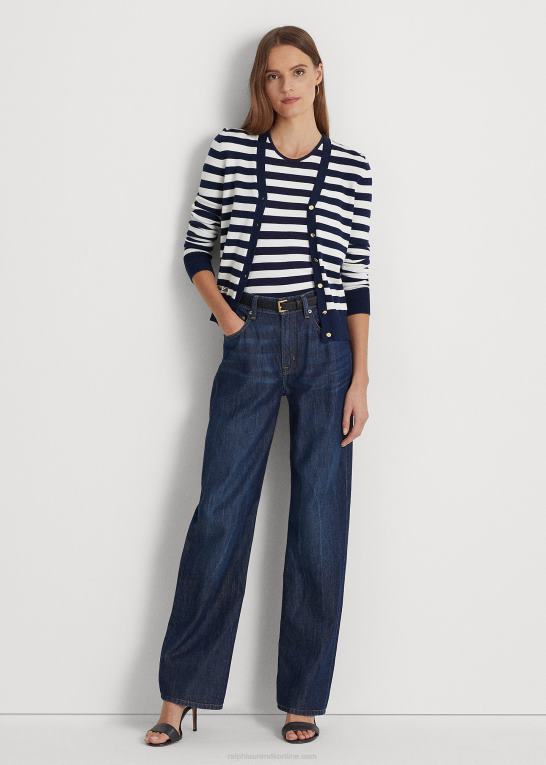 Kvinder Ralph Lauren stribet cardigan i bomuldsblanding Z426B4891