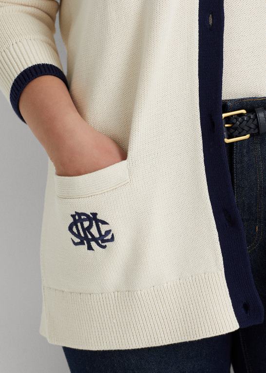 Kvinder Ralph Lauren tofarvet cardigan i bomuld Z426B4597