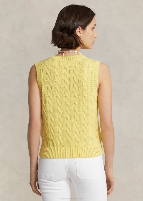 beekman gul Kvinder Ralph Lauren kabelstrikket sweatervest i bomuld med v-hals Z426B2903