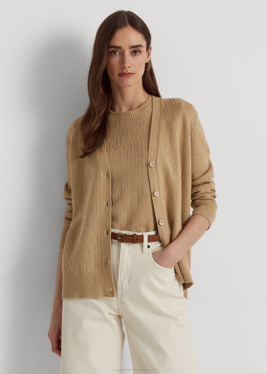 birkebrun Kvinder Ralph Lauren monogram jacquard cardigan Z426B3810
