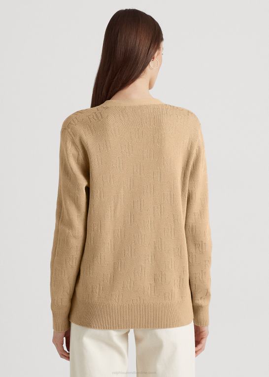 birkebrun Kvinder Ralph Lauren monogram jacquard cardigan Z426B3810